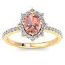 1-1/2 Carat Oval Shape Morganite and Diamond Ring In 14K Yellow Gold Image-1