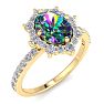 2 Carat Oval Shape Mystic Topaz Ring With Diamond Halo In 14 Karat Yellow Gold Image-2