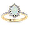 1-1/2 Carat Oval Shape Opal Ring and Diamond Halo In 14K Yellow Gold Image-1
