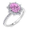 Pink Topaz Ring: 2 Carat Pink Topaz and Diamond Ring Image-2
