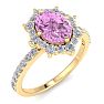 Pink Topaz Ring: 2 Carat Pink Topaz and Diamond Ring Image-2