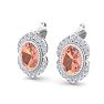 2 Carat Oval Shape Morganite Earrings with Fancy Diamond Halo In 14K White Gold Image-3