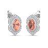 2 Carat Oval Shape Morganite Earrings with Fancy Diamond Halo In 14K White Gold Image-4