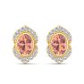 2 Carat Oval Shape Morganite Earrings with Fancy Diamond Halo In 14K Yellow Gold Image-2