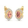 2 Carat Oval Shape Morganite Earrings with Fancy Diamond Halo In 14K Yellow Gold Image-4