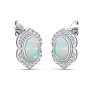 2 Carat Oval Shape Opal and Diamond Earrings In 14K White Gold Image-4