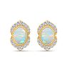 2 Carat Oval Shape Opal and Diamond Earrings In 14K Yellow Gold Image-2