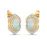 2 Carat Oval Shape Opal and Diamond Earrings In 14K Yellow Gold Image-4
