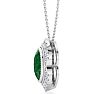 1-1/5 Carat Oval Shape Emerald Necklaces With Diamond Halo In 14 Karat White Gold, 18 Inch Chain Image-3