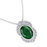 1-1/5 Carat Oval Shape Emerald Necklaces With Diamond Halo In 14 Karat White Gold, 18 Inch Chain Image-4