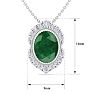 1-1/5 Carat Oval Shape Emerald Necklaces With Diamond Halo In 14 Karat White Gold, 18 Inch Chain Image-5