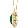 1-1/5 Carat Oval Shape Emerald Necklaces With Diamond Halo In 14 Karat Yellow Gold, 18 Inch Chain Image-3