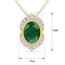 1-1/5 Carat Oval Shape Emerald Necklaces With Diamond Halo In 14 Karat Yellow Gold, 18 Inch Chain Image-5