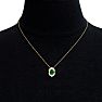 1-1/5 Carat Oval Shape Emerald Necklaces With Diamond Halo In 14 Karat Yellow Gold, 18 Inch Chain Image-6