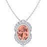 1-1/5 Carat Oval Shape Morganite Necklace With Fancy Diamond Halo In 14K White Gold With 18 Inch Chain Image-1
