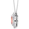 1-1/5 Carat Oval Shape Morganite Necklace With Fancy Diamond Halo In 14K White Gold With 18 Inch Chain Image-3