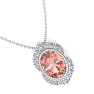1-1/5 Carat Oval Shape Morganite Necklace With Fancy Diamond Halo In 14K White Gold With 18 Inch Chain Image-4