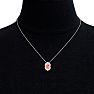 1-1/5 Carat Oval Shape Morganite Necklace With Fancy Diamond Halo In 14K White Gold With 18 Inch Chain Image-6