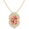 1-1/5 Carat Oval Shape Morganite Necklace With Fancy Diamond Halo In 14K Yellow Gold With 18 Inch Chain Image-1