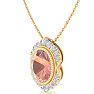 1-1/5 Carat Oval Shape Morganite Necklace With Fancy Diamond Halo In 14K Yellow Gold With 18 Inch Chain Image-2
