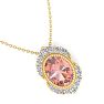 1-1/5 Carat Oval Shape Morganite Necklace With Fancy Diamond Halo In 14K Yellow Gold With 18 Inch Chain Image-4