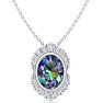 1-3/4 Carat Oval Shape Mystic Topaz Necklace With Diamond Halo In 14 Karat White Gold, 18 Inches Image-1