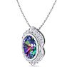 1-3/4 Carat Oval Shape Mystic Topaz Necklace With Diamond Halo In 14 Karat White Gold, 18 Inches Image-2