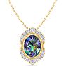1-3/4 Carat Oval Shape Mystic Topaz Necklace With Diamond Halo In 14 Karat Yellow Gold, 18 Inches Image-1