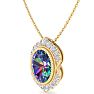 1-3/4 Carat Oval Shape Mystic Topaz Necklace With Diamond Halo In 14 Karat Yellow Gold, 18 Inches Image-2