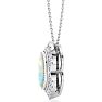 1-1/5 Carat Oval Shape Opal and Diamond Necklace In 14K White Gold Image-3
