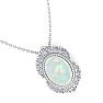 1-1/5 Carat Oval Shape Opal and Diamond Necklace In 14K White Gold Image-4