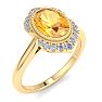 Citrine Ring: 1 1/5 Carat Citrine and Diamond Ring Image-2