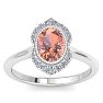 1-1/5 Carat Oval Shape Morganite and Diamond Ring In 14K White Gold Image-1