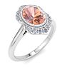 1-1/5 Carat Oval Shape Morganite and Diamond Ring In 14K White Gold Image-2