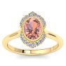 1-1/5 Carat Oval Shape Morganite and Diamond Ring In 14K Yellow Gold Image-1