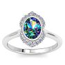 1-3/4 Carat Oval Shape Mystic Topaz Ring and Diamond Halo In 14 Karat White Gold Image-1