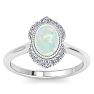 1-1/5 Carat Oval Shape Opal Ring and Diamonds In 14K White Gold Image-1