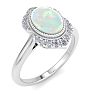 1-1/5 Carat Oval Shape Opal Ring and Diamonds In 14K White Gold Image-2