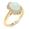 1-1/5 Carat Oval Shape Opal Ring and Diamonds In 14K Yellow Gold Image-2