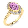 Pink Topaz Ring: 1 3/4 Carat Pink Topaz and Diamond Ring Image-2