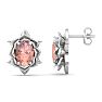 1-1/2 Carat Oval Shape Morganite Ornate Stud Earrings In 14K White Gold Image-1