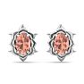 1-1/2 Carat Oval Shape Morganite Ornate Stud Earrings In 14K White Gold Image-2