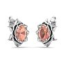 1-1/2 Carat Oval Shape Morganite Ornate Stud Earrings In 14K White Gold Image-4