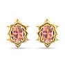1-1/2 Carat Oval Shape Morganite Ornate Stud Earrings In 14K Yellow Gold Image-2