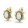 1-1/2 Carat Oval Shape Opal Stud Earrings In 14K Yellow Gold Image-3