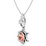 3/4 Carat Oval Shape Morganite Necklace Ornate Design In 14K White Gold With 18 Inch Chain Image-2
