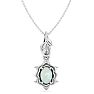 3/4 Carat Oval Shape Opal Ornate Necklace In 14K White Gold Image-1