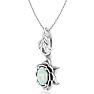 3/4 Carat Oval Shape Opal Ornate Necklace In 14K White Gold Image-2