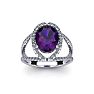 1 1/2 Carat Oval Shape Amethyst and Halo Diamond Ring In 14 Karat White Gold Image-1