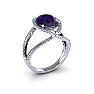 1 1/2 Carat Oval Shape Amethyst and Halo Diamond Ring In 14 Karat White Gold Image-2